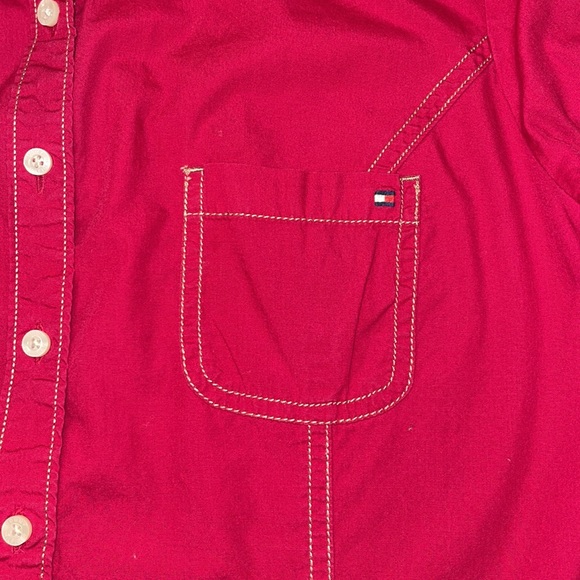 Tommy Hilfiger Cherry Red Roll-Tab Button-Up Shirt - Picture 8 of 10